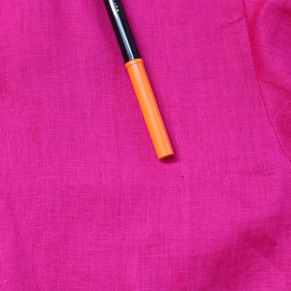 Lauren Ralph Lauren Fuchsia Color Button Up 3/4 Sleeve 100% Linen Blouse - Picture 6 of 7